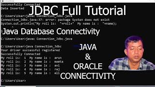 Java JDBC Program  Java Database Connectivity with Oracle  Java with Oracle Connection Steps [upl. by Kela295]