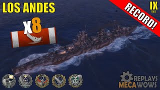 Los Andes 8 Kills amp 305k Damage  World of Warships Gameplay [upl. by Alodie703]