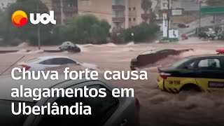 Chuva forte atinge Uberlândia e causa alagamentos em diversos pontos veja vídeos [upl. by Mukund]