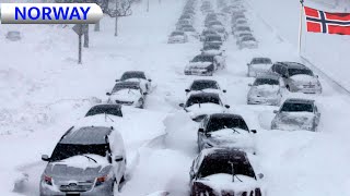 Norway is Freezing  massive snow storm hit Southern Norway [upl. by Airogerg]