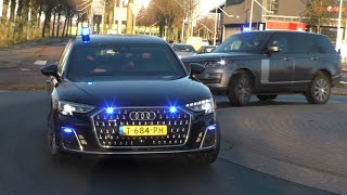 Nieuwe Audi A8 Bijzonder Ondersteuningsteam Justitie en Marechaussee met spoed bij de Bunker [upl. by Ryhpez]