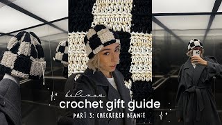 checkered beanie easy crochet tutorial  GIFT GUIDE 03 [upl. by Bebe813]