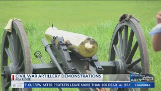 Reenactors cannons bring Pea Ridge National Military Park to life [upl. by Barthold]