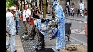 Amazing Human Statues of La Rambla in Barcelona [upl. by Mareah186]