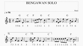 Bengawan Solo  Keyboard  Not amp Chord [upl. by Jacy]