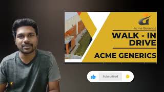 Walkin interviews at ACME Generics  Latest Pharma industry Jobs pharmajobalert [upl. by Bakki]