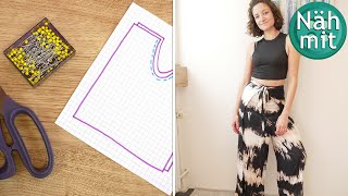 Nähen für Anfänger  Elegante Wickelhose Teil 1  Schnittmuster und Maßnehmen erklärt [upl. by Noraa470]