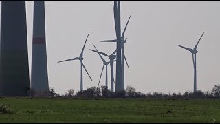 Feldheim and Malterhausen wind farm with Enercon HSW and Vestas wind turbines [upl. by Artemahs]