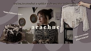 crocheting a spider web top to become arachne the queen of spiders for halloween 🕷✨ [upl. by Aleka407]