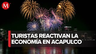 Celebración del año nuevo en Acapulco turistas despiden el 2023 [upl. by Aryamoy808]