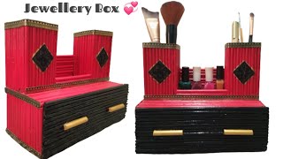 diy wooden makeup organizer  jewellery box making at home SNArtCraftcf8i [upl. by Zap790]