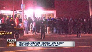 Michael Brown protesters stop traffic near Mack Avenue [upl. by Guyon]