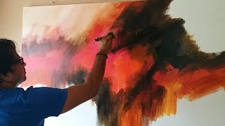 Abstract painting  Demonstration of abstract painting in Acrylics  Easy blending [upl. by Nilyram]