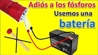 como encender fuego usando una BATERIA de 12v experimento con pirotecnia [upl. by Ahsienot]