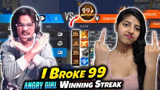 First Time Break 99 Winning Streak 😱Laka Gamer Vs Angry girl Youtuber 😡girl गुस्सा हो गया [upl. by Oakie]