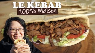 Kebab 100 maison avec viande marinée grillée pain pita sauce blanche salade tomate oignon [upl. by Ellirehs432]