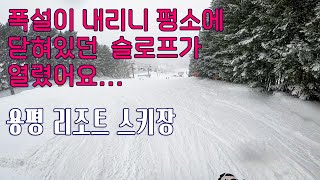 스키 폭설이 용평에 평소에 닫혀있던 코스가 폭설로 열렸어요 아주 잼나요  용평리조트 yongpyong ski resort [upl. by Ahsead]