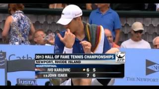 John isner vs ivo Karlovic Newport 2013 [upl. by Ainatit165]