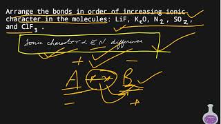 Arrange the bonds in order of increasing character in the molecules  LiF  K2O  N2  SO2 and ClF3 [upl. by Anitsyrc]