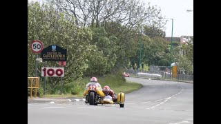 Running out of Road Full Race 3 Camera Angles Isle of Man Pre TT Classic Sidecar Road Racing 2014 [upl. by Tripp]