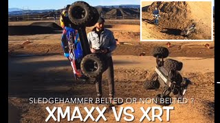 Traxxas Xmaxx VS XRT both with Sledgehammers 1 belted 1 non belted I Hit A kid With The Xmaxx [upl. by Welby]