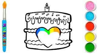 Cute Rainbow Cake Drawings  Easy Heart Cake Drawings  Cute Drawings For Kids [upl. by Cramer]