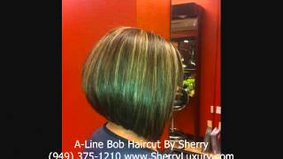 Graduated ALine Bob haircut Irvine 92604 best hair salon wwwSherryLuxurycom 949 3751210 [upl. by Eedrahs180]