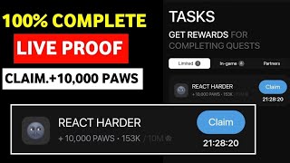 Paws Airdrop New Task 07 December Paws New Task React Harder Paws 07 Dec Task  Crypto Sagga [upl. by Assetnoc933]