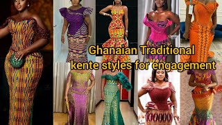 Most elegant Ghanaian Traditional kente styles for engagement  Kente dress designs for women [upl. by Ennayehc]