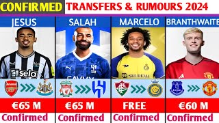 ALL LATEST CONFIRMED TRANSFERS AND RUMOURS 2024 🔥 SALAH TO ALHILALBRANTHWAITE TO MAN UTD [upl. by Enneibaf]