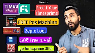 Fi Bank Free Timesprime Loot Free Mswipe Pos Machine Mobikwik Rs50 Upi Cashback Zepto Loot IGP [upl. by Demmer786]