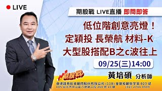 低位階創意亮燈！ 定穎投 長榮航 材料K 大型股搭配B之c波往上 20240925 黃培碩 分析師 運達證券投顧 [upl. by Latoya239]