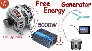 I turn the car alternator into a free energy generatorHomemade GeneratorDynamo into 220v PART 1 [upl. by Beghtol]