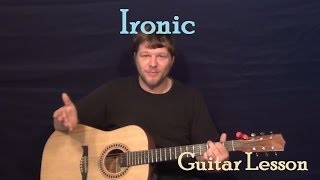 Ironic Alanis Morissette Easy Guitar Lesson Strum Chord How to Play Tutorial Capo 4th [upl. by Ecerehs]