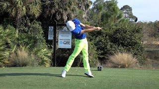 JUSTIN THOMAS 120fps SLOW MOTION FACE ON DRIVER GOLF SWING [upl. by Paige]