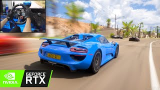 Porsche 918 Spyder  Forza Horizon 5 Steering Wheel  Shifter Gameplay [upl. by Ynamrej]