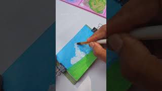 Studio ghibli landscape ☘️☘️☘️artshorts gouaches [upl. by Garbe]