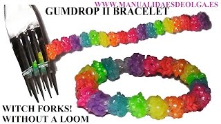 How to make GUMDROP II Bracelet with 2 forks Without rainbow loom [upl. by Esirrehc]