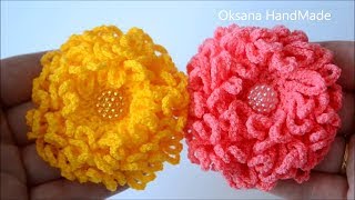 Цветок крючком Хризантема Flower crochet Chrysanthemum DIY [upl. by Hareehahs]