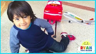 Ryan ToysReview airplane rides with opening surprise eggs [upl. by Cade707]