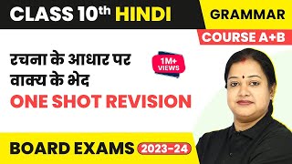 Class 10 Hindi Grammar Course AB  Rachna Ke Aadhar Par Vakya Ke Bhed  One Shot Revision 202223 [upl. by Laughton64]