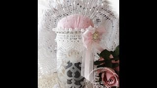 Shabby Chic Etched Glass Mason Jar Pin Cushion [upl. by Orlene]