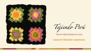 Cómo tejer a crochet un cuadrado o pastilla a colores granny square [upl. by Ecined421]