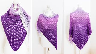 EASY Crochet Shawl Tutorial RELAXING 2row repeat 1 cake of yarn only [upl. by Asoramla496]