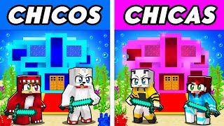 ¡Base SUBMARINA de CHICOS VS CHICAS en Minecraft 😱🏡 [upl. by Clementine543]