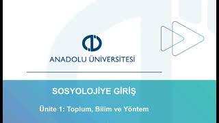 SOSYOLOJİYE GİRİŞ  ÜNİTE 1 [upl. by Oisangi]