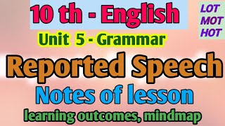 Reported speech lessonplan Notes of lesson 10th English unit 5 grammar Direct indirect speech [upl. by Elledoj15]