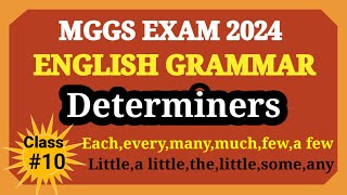 English Grammar Topic Determiners Class10 MGGS exam 2024 SomeanymuchFewLittlemanya few [upl. by Fawnia]