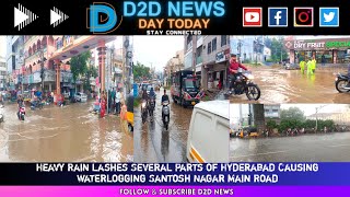 Hyderabad Rain Heavy Rain lashes Several Parts of Hyderabad Causing Waterlogging Some Places D2DN [upl. by Nothgiel]