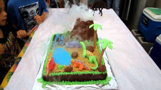 Awesome Erupting Volcano and Dinosaur Cake [upl. by Lucho562]